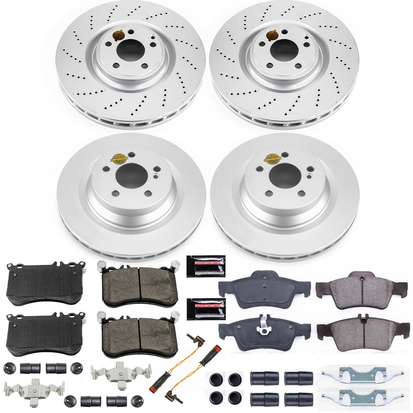 PowerStop Front and Rear Z23 Coated Brake Kit | Mercedes-Benz CLS550 (12-18) (CRK6885)