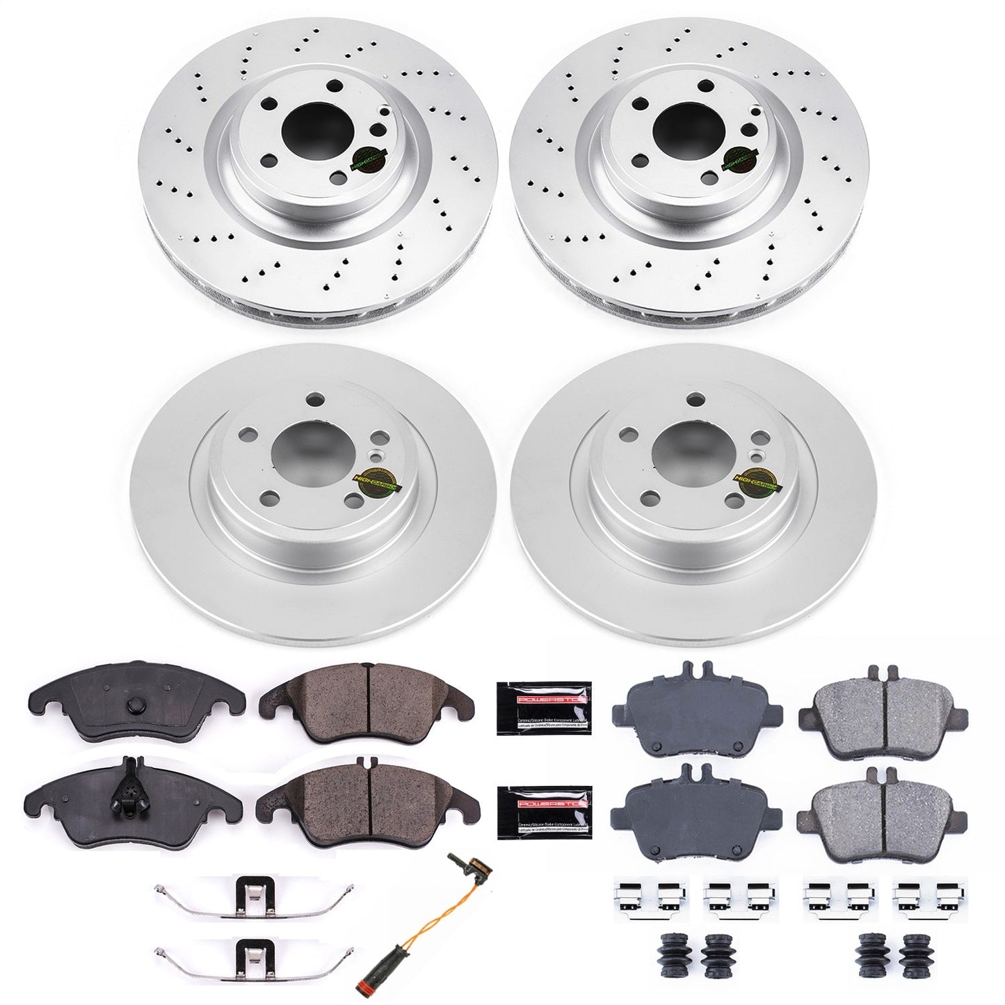 PowerStop Front & Rear Z23 Evolution Sport Coated Brake Kit | Mercedes-Benz SLC300 (18) (CRK6891)