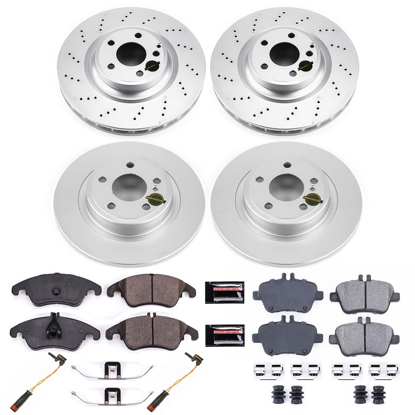 PowerStop Front & Rear Z23 Evolution Sport Coated Brake Kit | Mercedes-Benz SLC300 2017 (CRK6892)