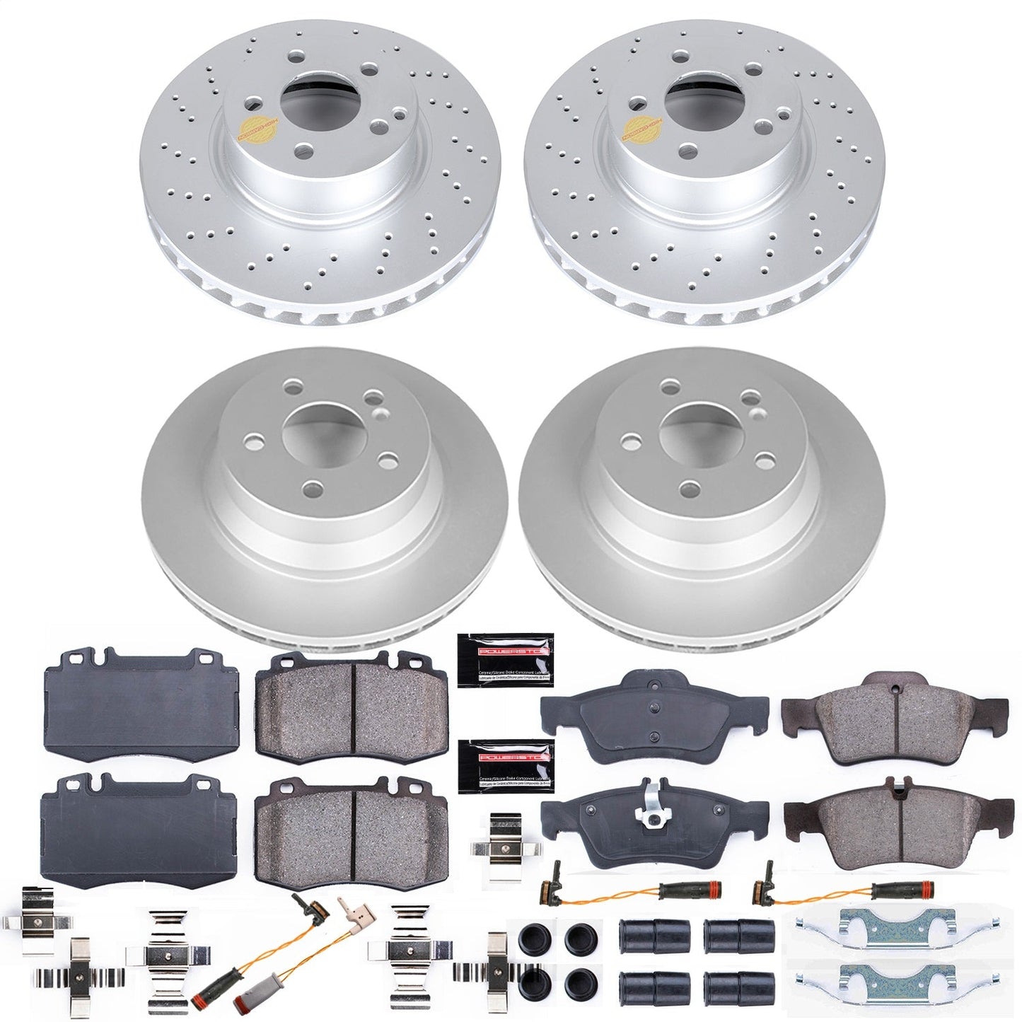 PowerStop Front & Rear Z23 Evolution Sport Coated Brake Kit | Mercedes-Benz E500 (04-06) (CRK7764)