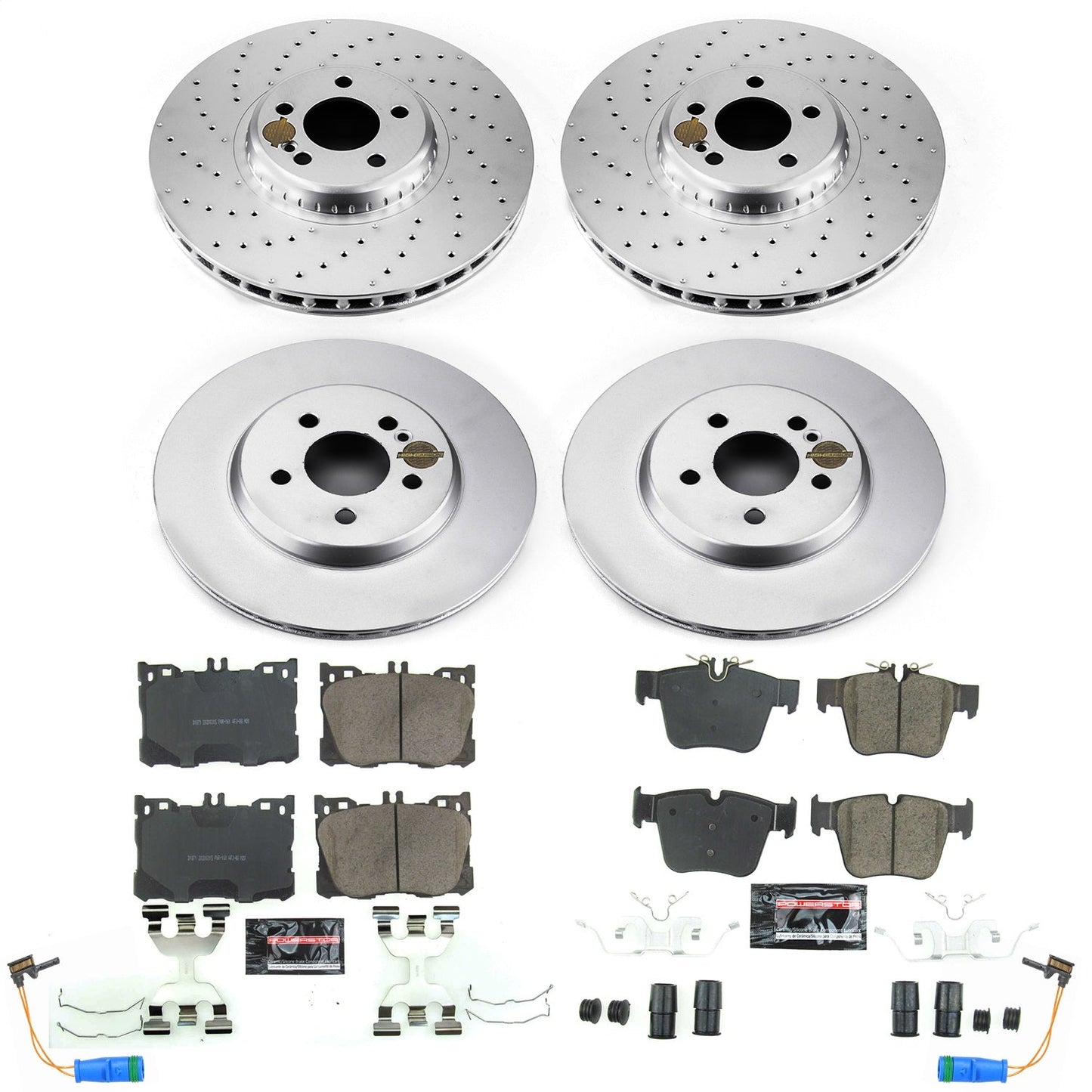 PowerStop Front & Rear Z23 Evolution Sport Coated Brake Kit | Mercedes-Benz C43 AMG (18) (CRK7988)