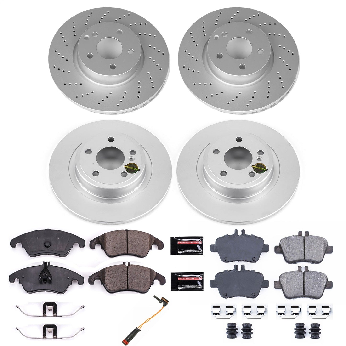 PowerStop Front & Rear Z23 Evolution Sport Coated Brake Kit | Mercedes-Benz SLC300 (18) (CRK8056)