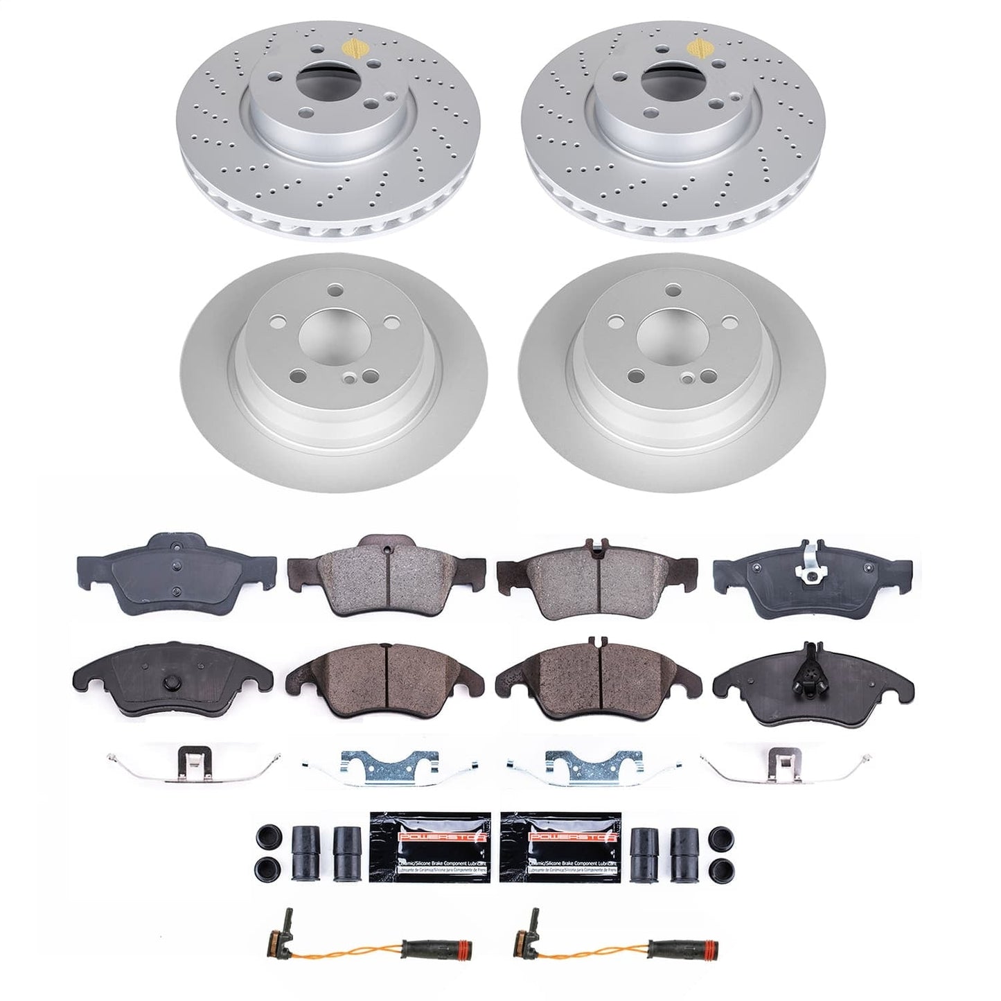 PowerStop Front and Rear Z23 Coated Brake Kit | Mercedes-Benz E250 (14-16) (CRK9038)