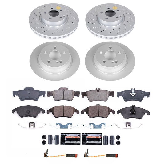 PowerStop Front and Rear Z23 Coated Brake Kit | Mercedes-Benz E250 (14-16) (CRK9038)