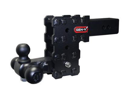 Gen-Y Phantom-X 2.5in Solid Shank 5in Drop 1.6K TW 16K Hitch w/GH-052 Tri-Ball Mount