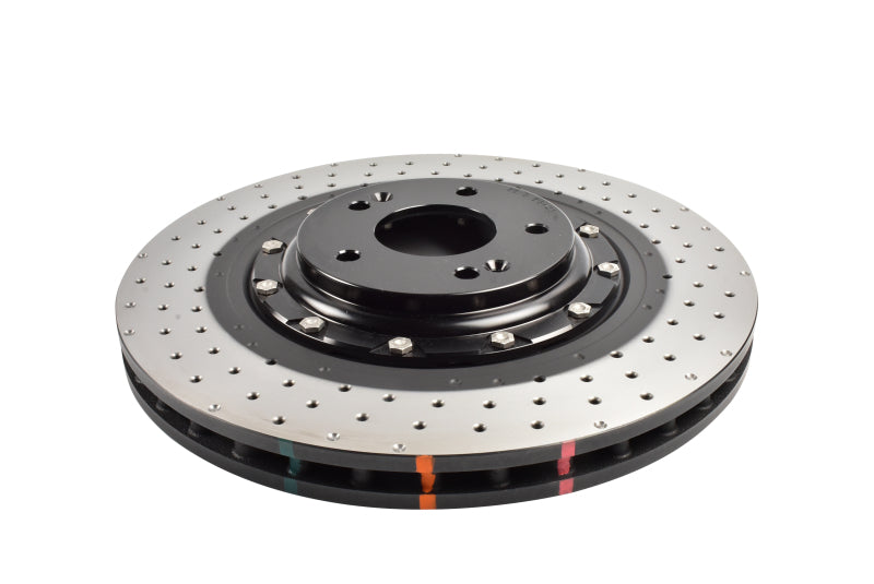DBA 5000 Series 2-Piece Drilled Front Rotor w/ Black Hat | Hyundai Kona N (22-23) (DBA53148BLKXD)