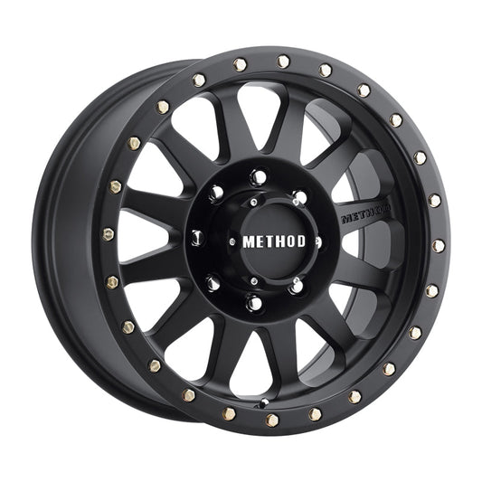 (set of 4) Method MR304 Double Standard Matte Black | 17x8.5" +0mm | 8x6.5in Wheel