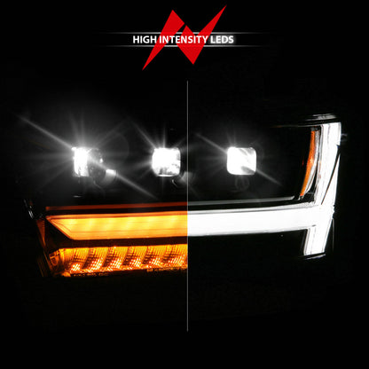 ANZO Full LED Proj Headlight DRL/SeqSig Black Driver Side | RAM 1500 (19-24) (111628A-L)