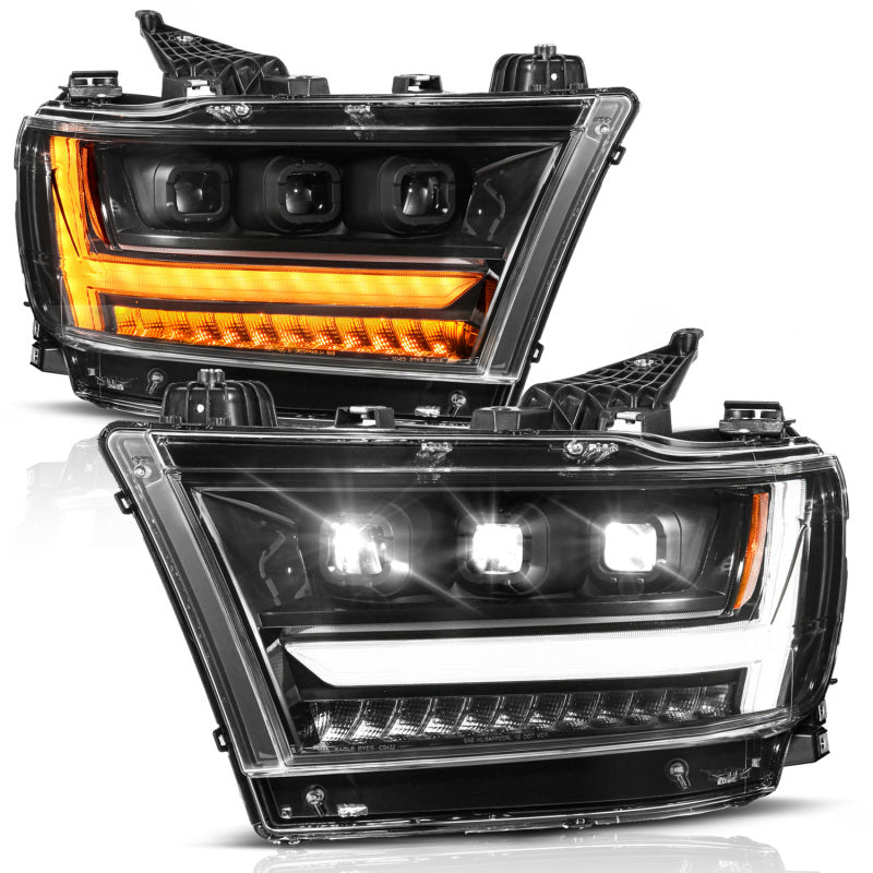 ANZO Full LED Proj Headlight DRL/SeqSig Black Pass. Side | RAM 1500 (19-24) (111628A-R)