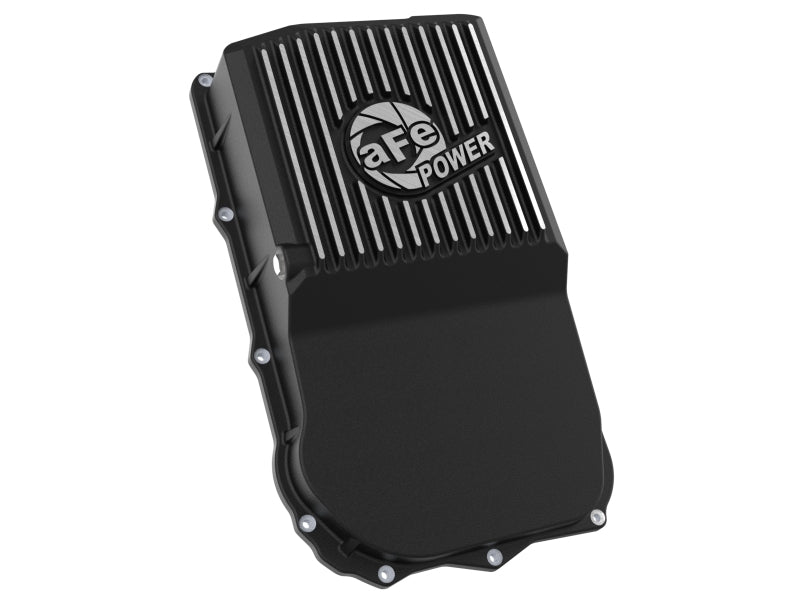 aFe 18-25 Jeep Wrangler JL V6 Transmission Pan - Black w/ Machined Fins