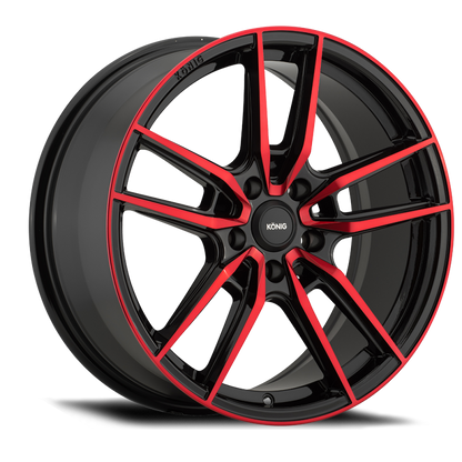 (set of 4) Konig Myth Gloss Black w/ Red Tinted Clearcoat | 18x8" +43mm | 5x112mm Wheel