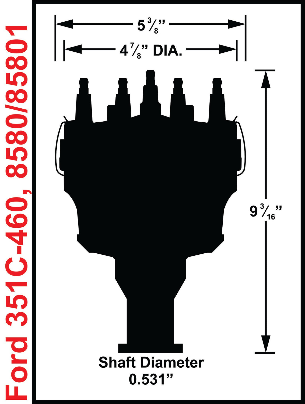 MSD 8580 Pro-Billet Billet Distributor, Iron Gear Ford V8 351C-460