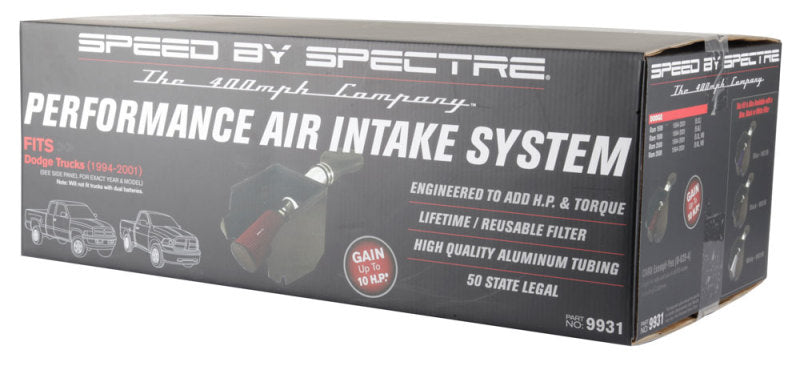 Spectre Air Intake Kit | Dodge RAM 1500/2500 V8-5.2/5.9L F/I Polished w/ Red Filter (9931)