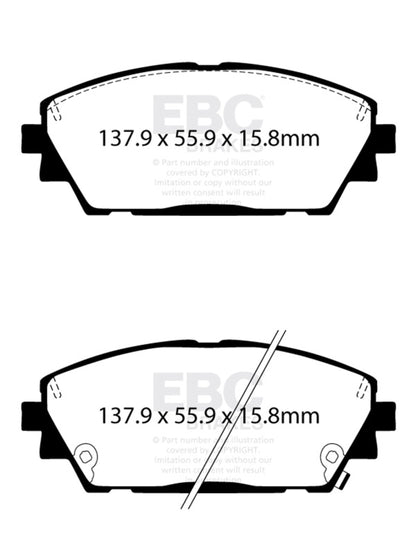EBC Brakes DP32416C Redstuff Ceramic Low Dust Brake Pads for 19-22 Mazda 3