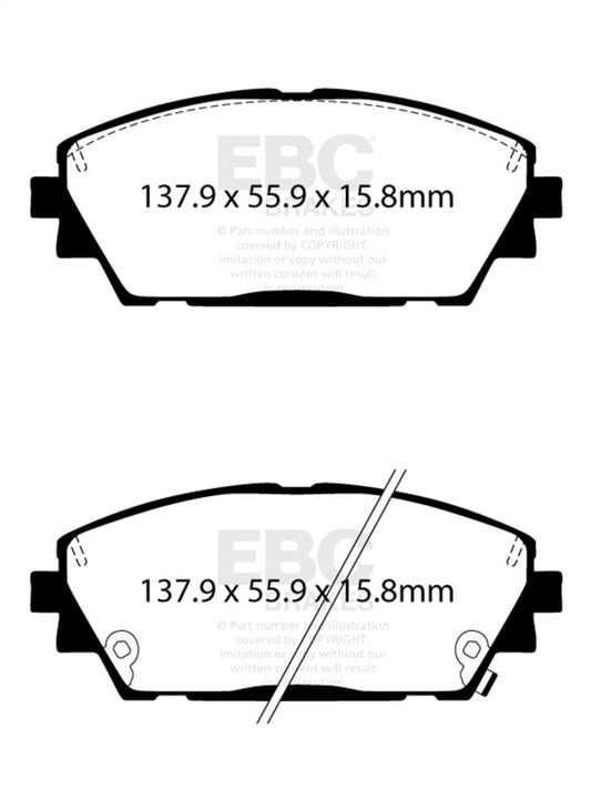 EBC Brakes DP32416C Redstuff Ceramic Low Dust Brake Pads for 19-22 Mazda 3