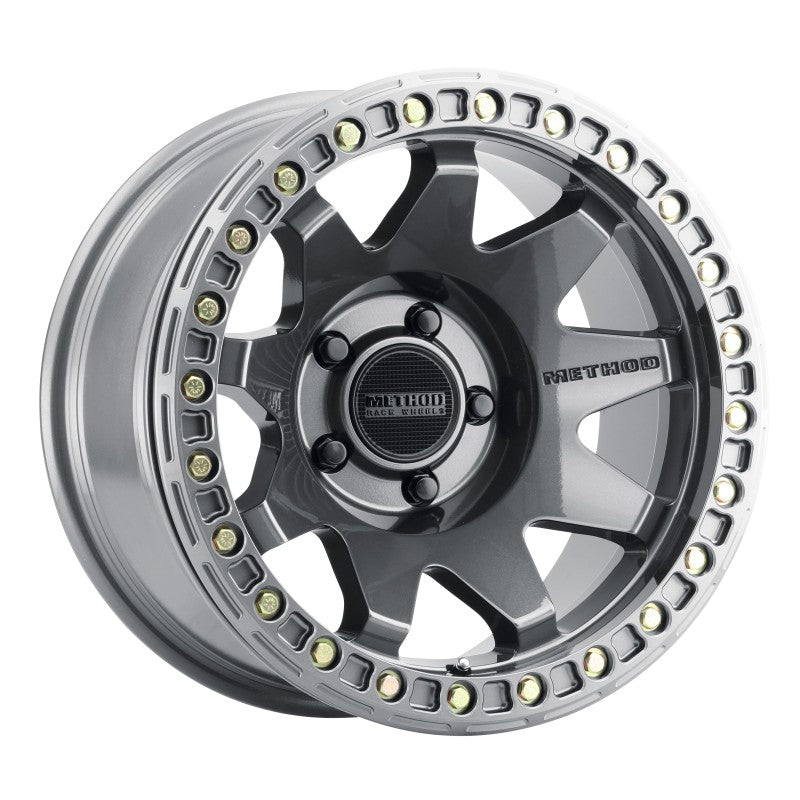 Method MR108 Beadlock Gloss Titanium | 17x9" -44mm | 5x5mm Wheel