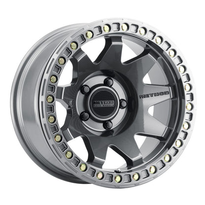 Method MR108 Beadlock Gloss Titanium | 17x9" -44mm | 5x5mm Wheel