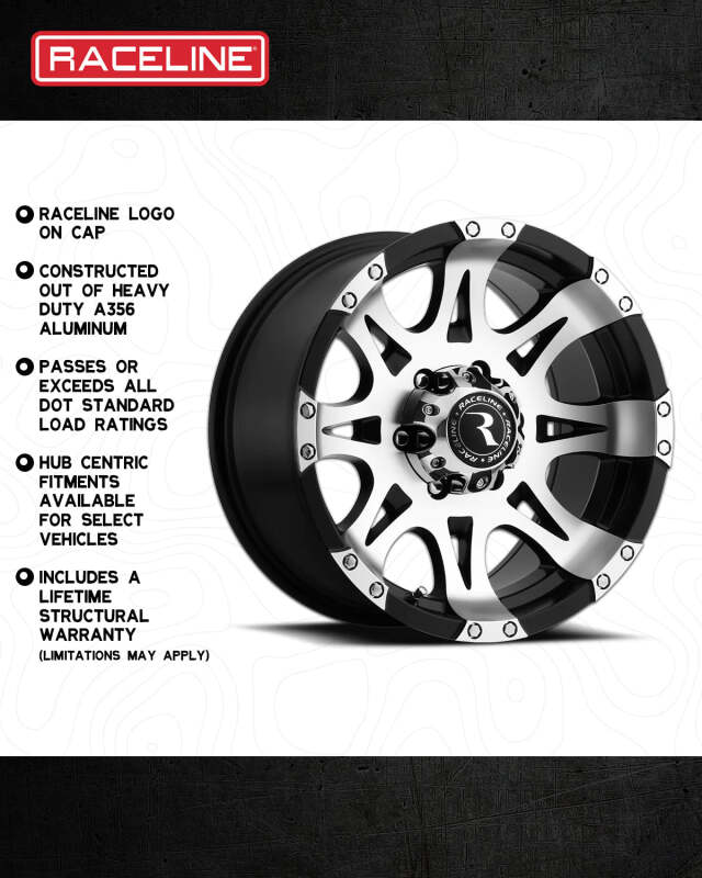 Raceline 982 Raptor Black & Machined | 17x9" +0mm | 6x139.7mm Wheel