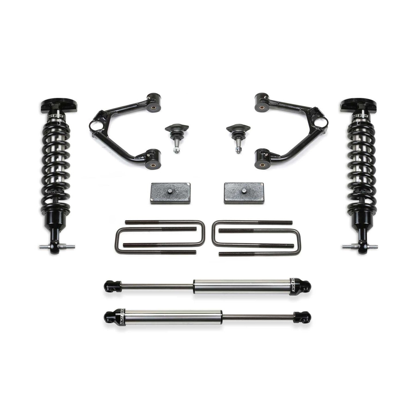Fabtech 1.5in Budget System w/ Dual 2.5in & 2.25in | GM K1500 Pickup (19-22) w/ Trail Boss/AT4 Package (K1153DL)