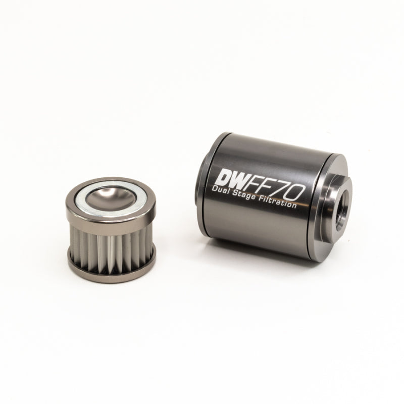 DeatschWerks Stainless Steel 10AN 10 Micron Universal Inline Fuel Filter Housing Kit 70mm (8-03-070-010K)