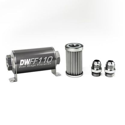 Deatschwerks Universal 100 Micron 110mm Fuel Filter Kit (8-03-110-100K-10/-38/-516/-6/-8)