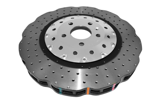 DBA Front 5000 Series Cross Drilled Rotor w/ Silver Hat | Audi RS7 (14-18) (DBA53002WSLVXD)