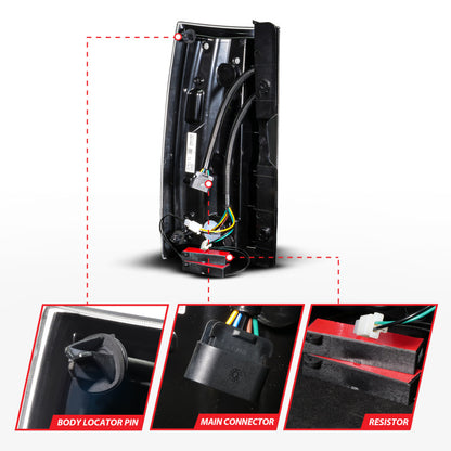 ANZO 07-14 Chevy Suburban/GMC Yukon Full LED Plank Tail Lights Smoke Lens Black (311488)
