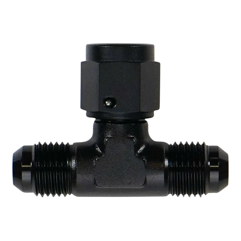 DeatschWerks 6AN Male Flare to Female Flare Swivel Tee on 90 - 6-02-0777-B
