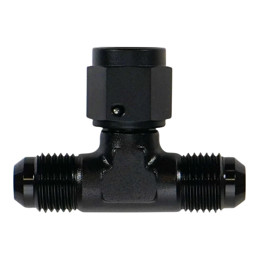 DeatschWerks 6AN Male Flare to Female Flare Swivel Tee on 90 - 6-02-0777-B