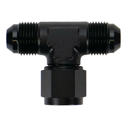 DeatschWerks 8AN Male Flare to Female Flare Swivel Tee on 90 - 6-02-0778-B