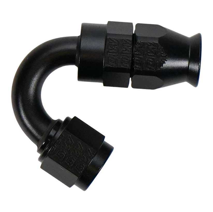 DeatschWerks 6 AN Female Flare Swivel (Incl Ferule/Olive) 150-degree Hose End PTFE - 6-02-0879-B