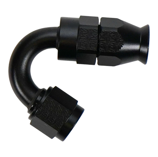 DeatschWerks 6 AN Female Flare Swivel (Incl Ferule/Olive) 150-degree Hose End PTFE - 6-02-0879-B