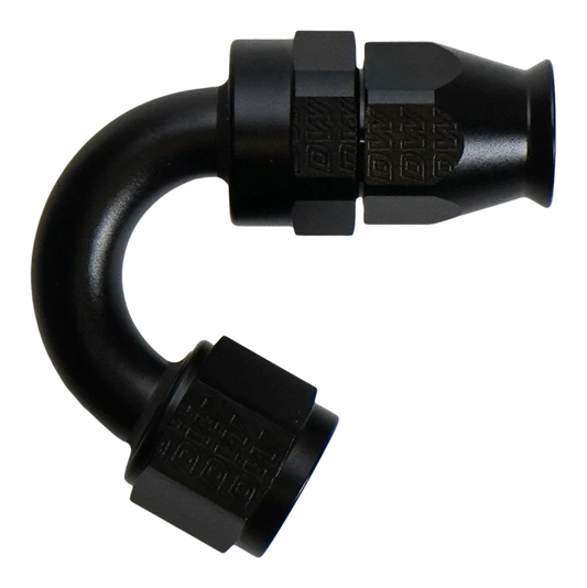DeatschWerks 8 AN Female Flare Swivel (Incl Ferule/Olive) 150-degree Hose End PTFE - 6-02-0880-B