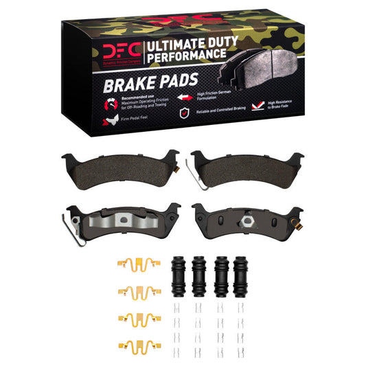 DFC Ultimate Duty Perf Brake Pads & Hardware Kit (REAR): Jeep Grand Cherokee (93-98)