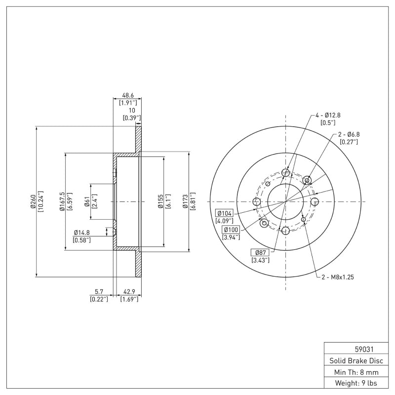 DFC 01-05 Acura EL Rear Brake Rotor (600-59031)