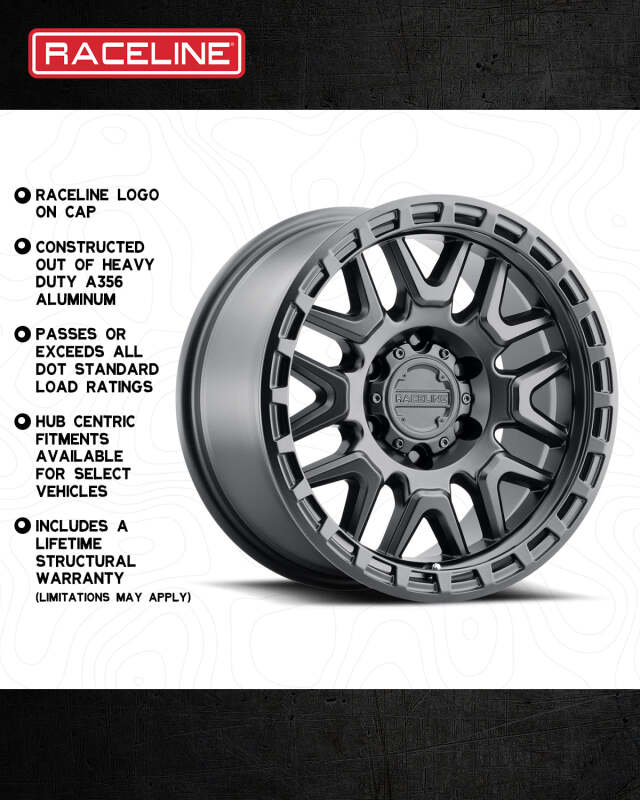 (set of 4) Raceline 953 Krank Satin Black | 17x8.5" +18mm | 6x139.7mm Wheel