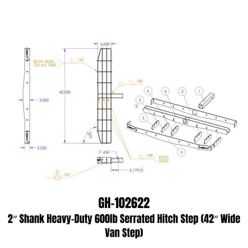 GEN-Y Hitch GH-102622 Phantom HeavyDuty 42"Serrated XL Step for 2"Receiver 600lb