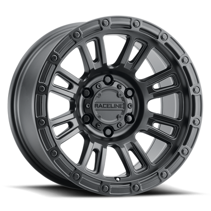 (set of 4) Raceline 956 Compass Satin Black | 17x8.5" +0mm | 5x127mm Wheel