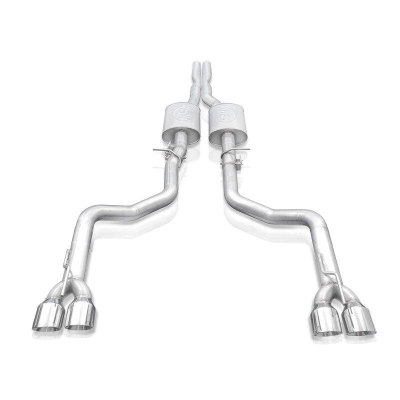 Stainless Works 3in Legend Catback X-Pipe w/ 4in Quad Tips | Dodge Challenger (15-19) (CHAL16CBL4)