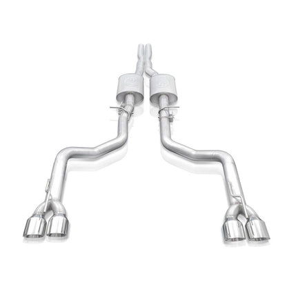 Stainless Works 3in Legend Catback X-Pipe w/ 4in Quad Tips | Dodge Challenger (15-19) (CHAL16CBL4)