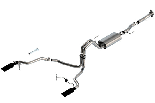 Borla 5.0L 2dr RC SB (122.8 WB) XL/XLT 3/2.25 SRE Cat-Back S-Type Black Chrome Tips | Ford F-150 (21) (140868BC)