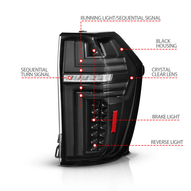 ANZO 21-24 Chevy Suburban/Tahoe Full LED Tail Lights SeqSig Black (311483A)