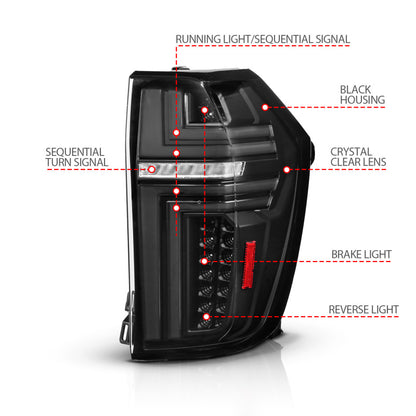 ANZO 21-24 Chevy Suburban/Tahoe Full LED Tail Lights SeqSig Black (311483A)