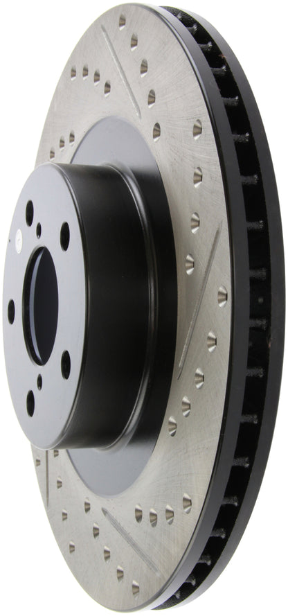 StopTech Slotted & Drilled Left Front Rotor | Subaru WRX (02-10) (127.47018L)