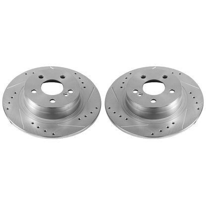 PowerStop Drilled & Slotted Rear Rotors Pair | Mercedes-Benz C250 (12-16) (EBR1047XPR)