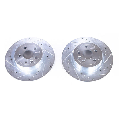 PowerStop Drilled & Slotted Rear Rotors | Land Rover Range Rover Evoque (16-18) (EBR1654XPR)