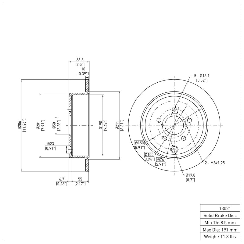 DFC Rear Brake Rotor | Subaru Impreza/Legacy/Outback/BRZ (600-13021)
