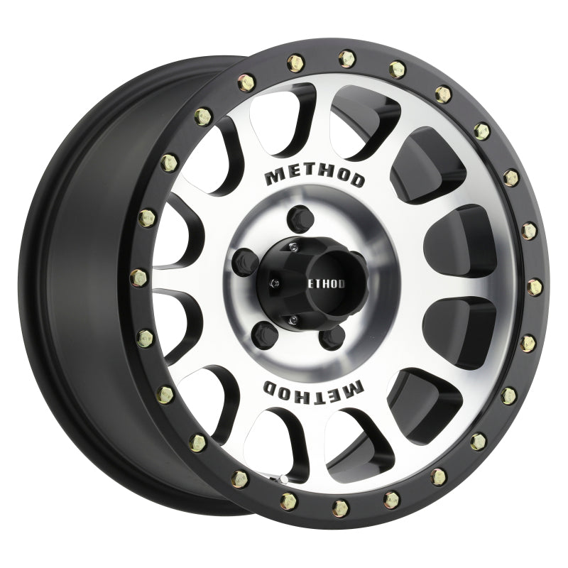 (set of 4) Method MR305 NV Machined - Matte Black Lip | 17x8.5" +0mm | 5x5.5in Wheel