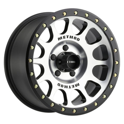 (set of 4) Method MR305 NV Machined - Matte Black Lip | 17x8.5" +0mm | 5x5.5in Wheel