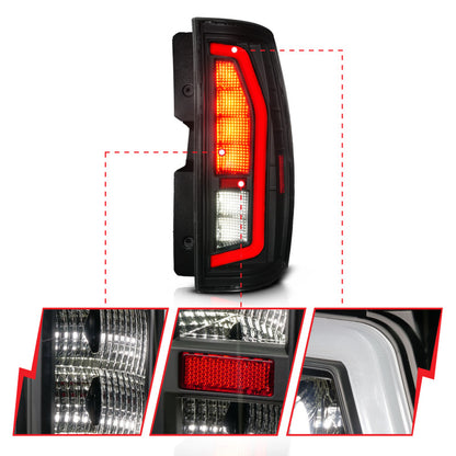 ANZO 07-14 Chevy Suburban/GMC Yukon Full LED Plank Tail Lights Smoke Lens Black (311488)